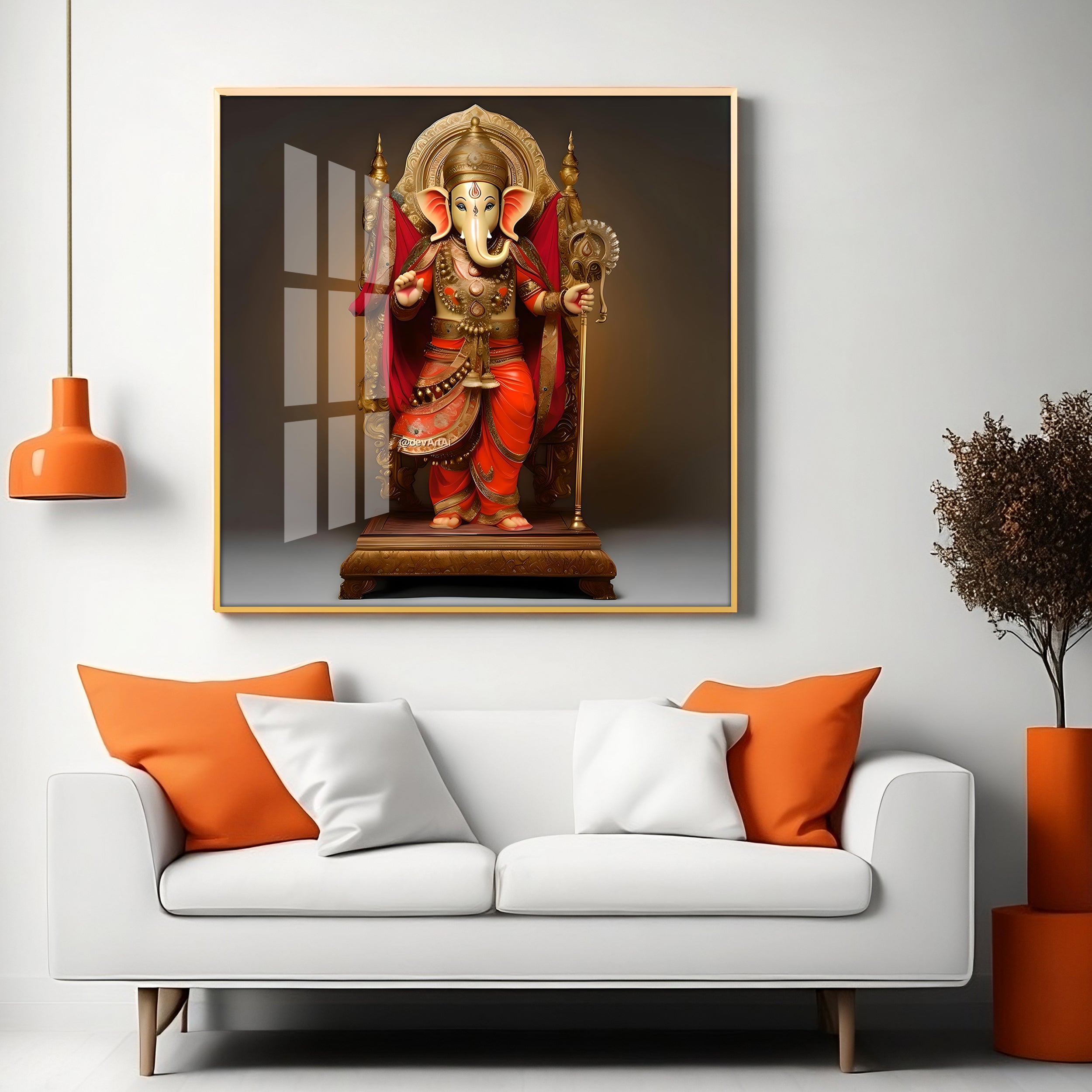 Standing Ganpati Premium Acrylic Square Wall Art