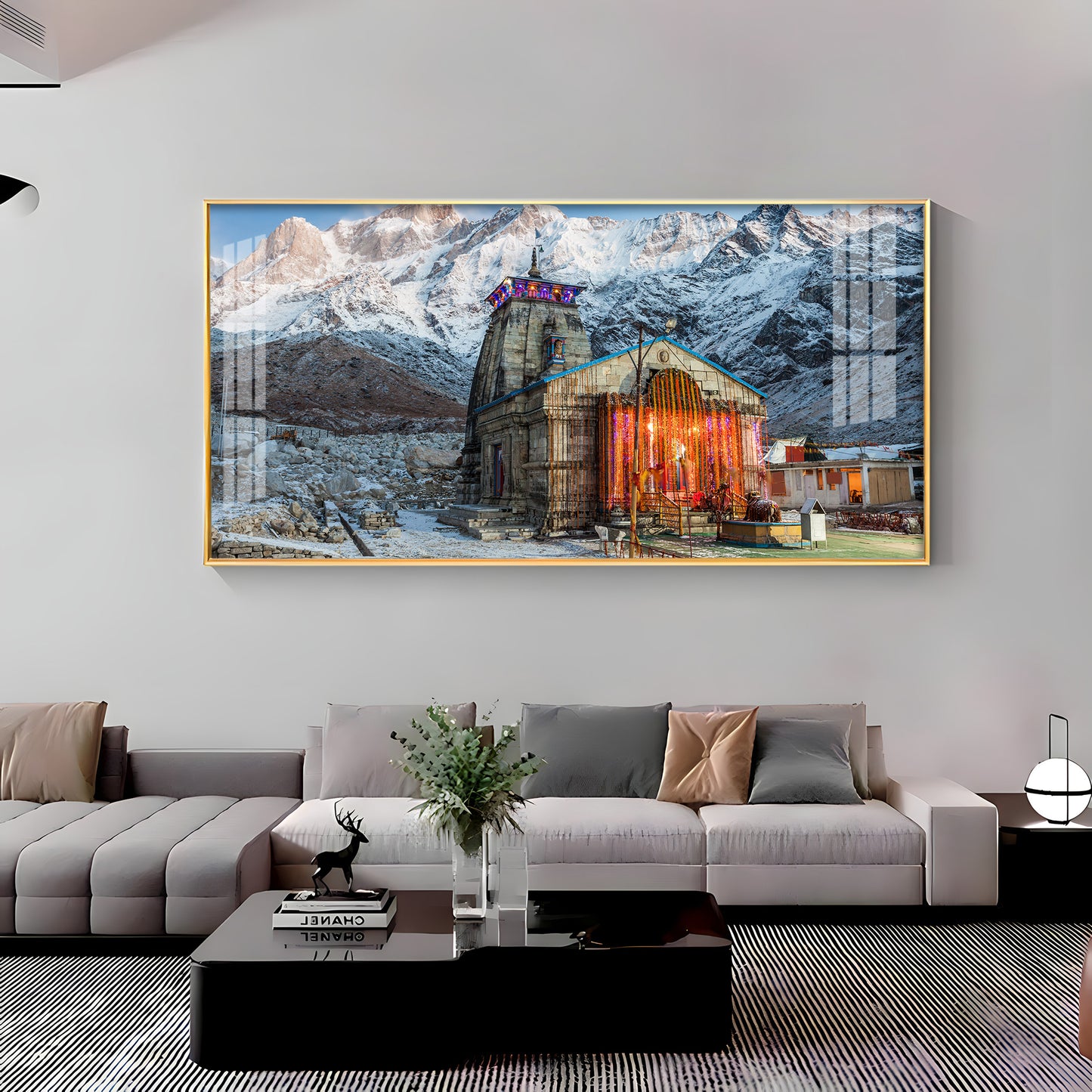 Holy Kedarnath Temple Premium Acrylic Horizontal Wall Art