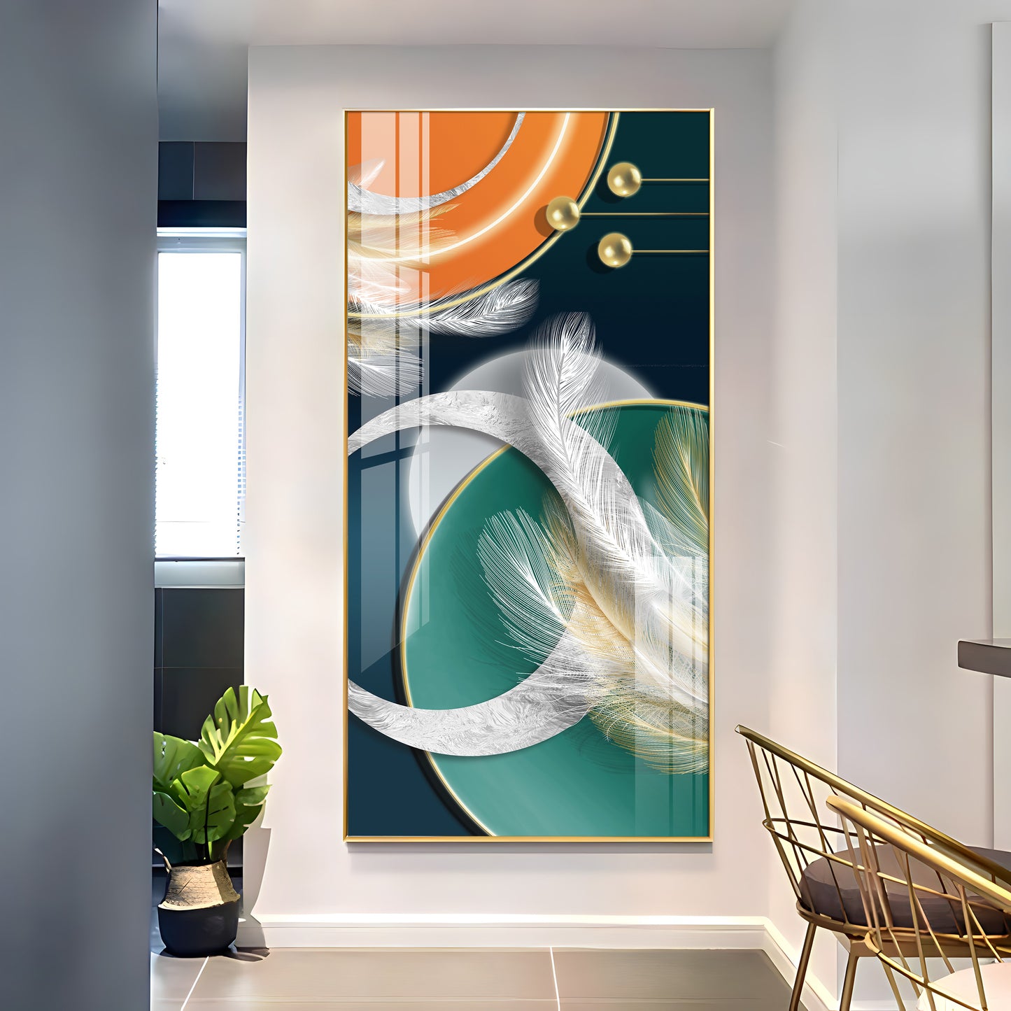 Feathers of Turquoise Premium Acrylic Vertical Wall Art