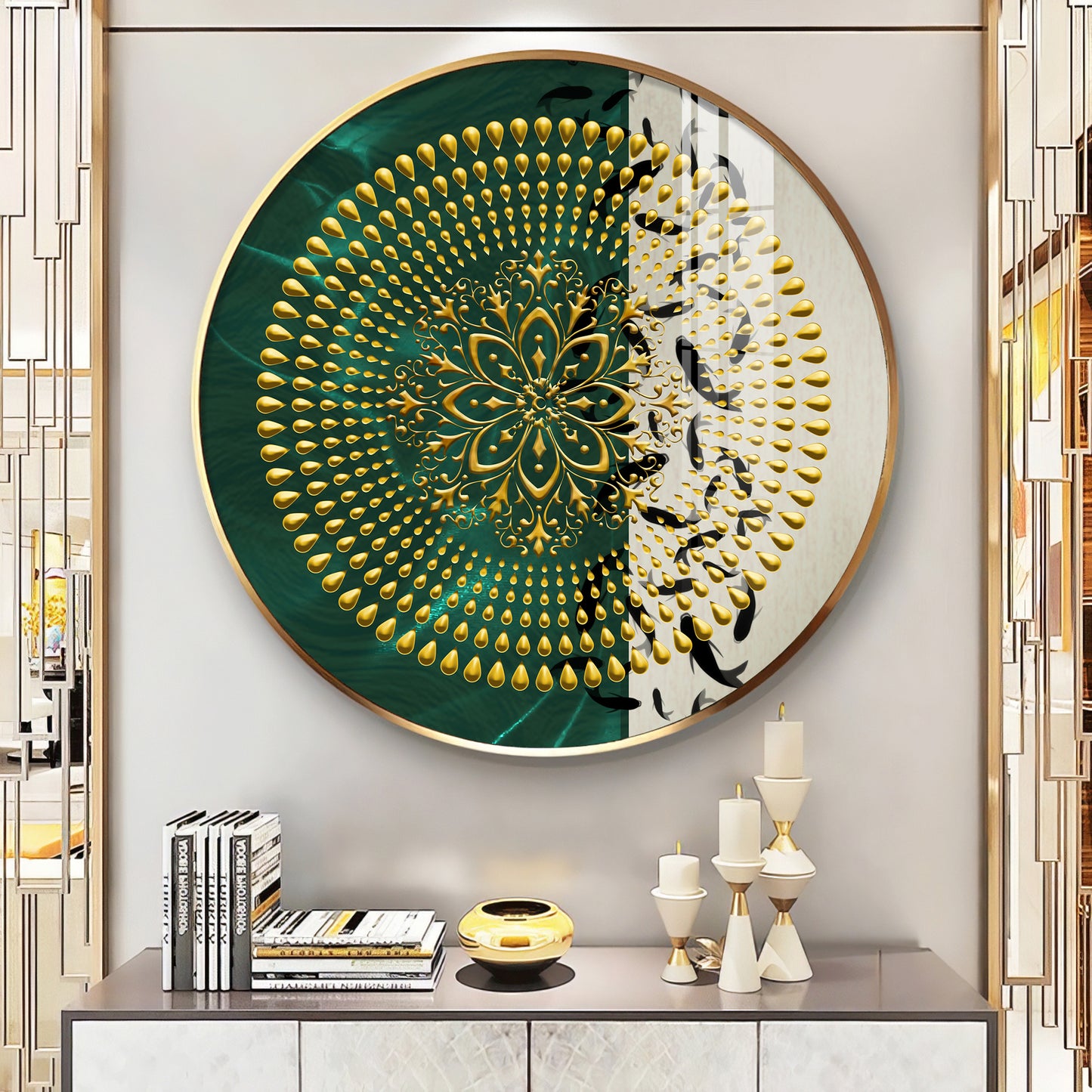 Golden Grove Premium Acrylic Round Wall Art