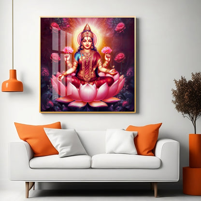 Maa Laxmi Premium Acrylic Square Wall Art