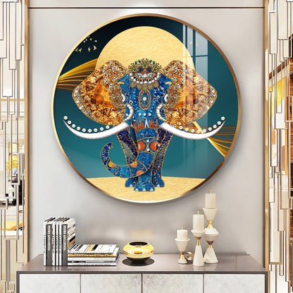 Elephant Mural Premium Acrylic Round Wall Art
