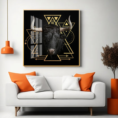 Gold Foil Geometric Figure Yak Premium Acrylic Square Wall Art