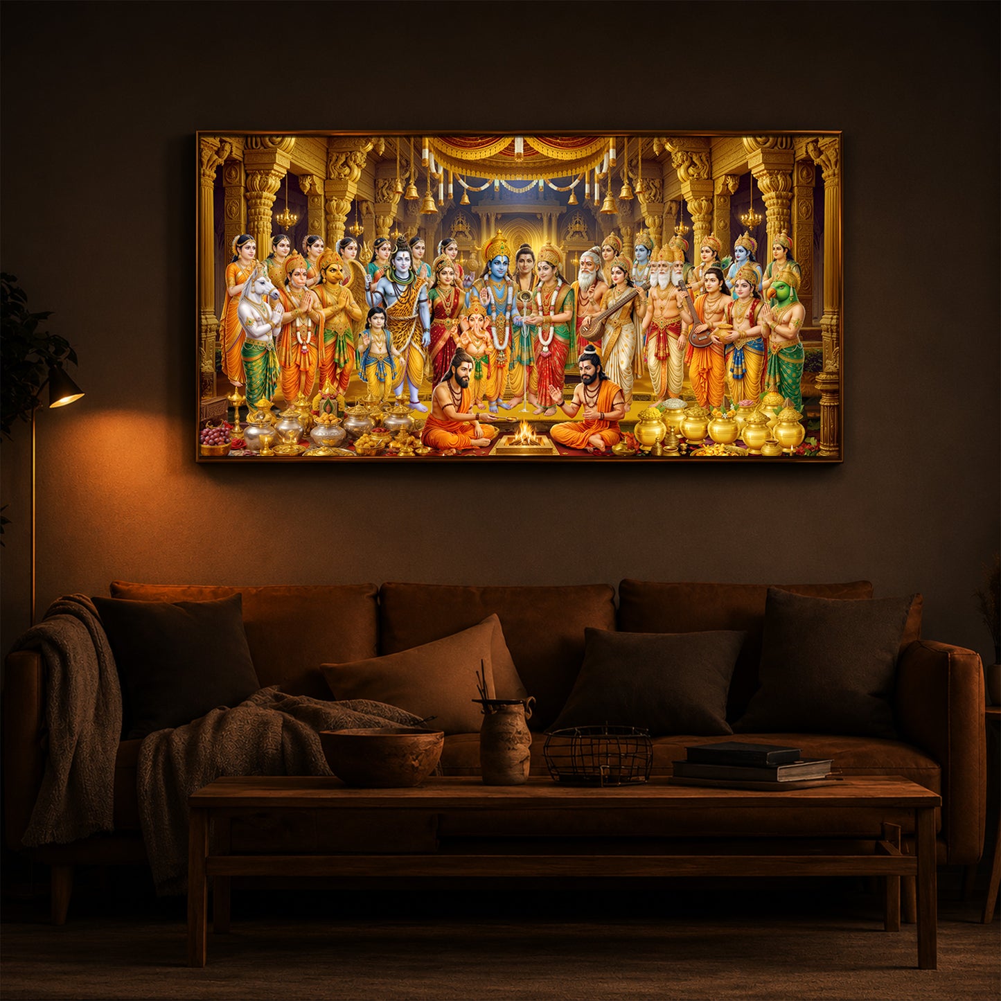 Srinivasa Kalyanam Modern Luxury Backlight Horizontal Wall Art