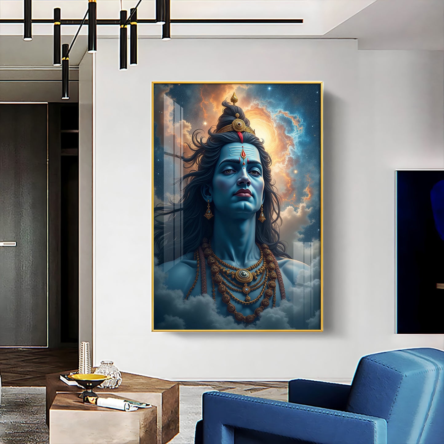 Lord Shiva In The Clouds Premium Acrylic Wall Art