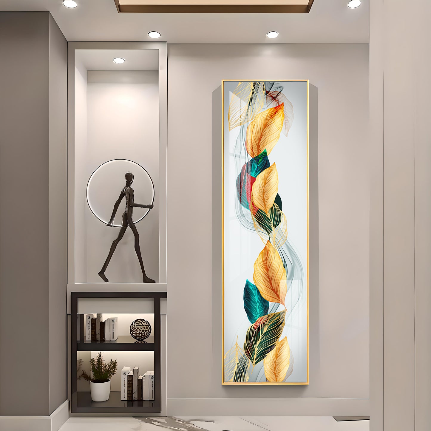 Flowing Leaves Premium Acrylic Vertical Wall Art
