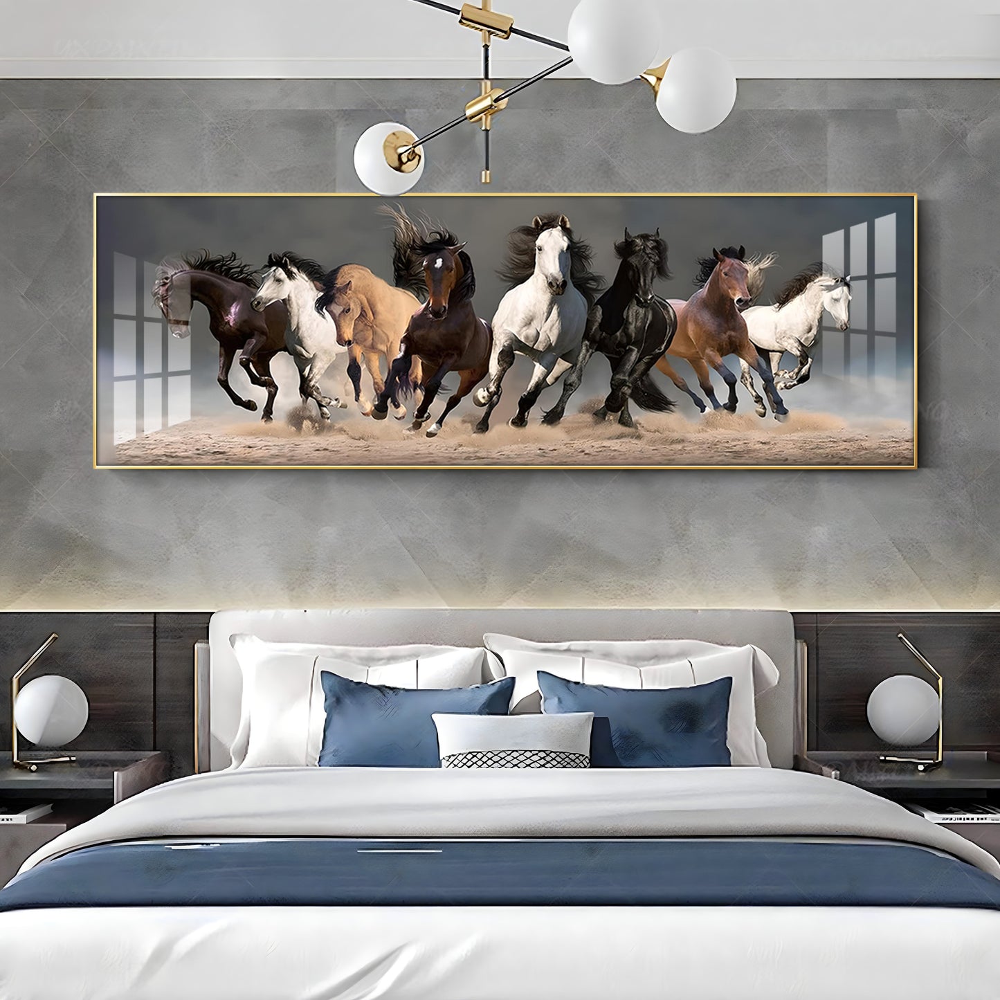 Running Horses Premium Acrylic Horizontal Wall Art