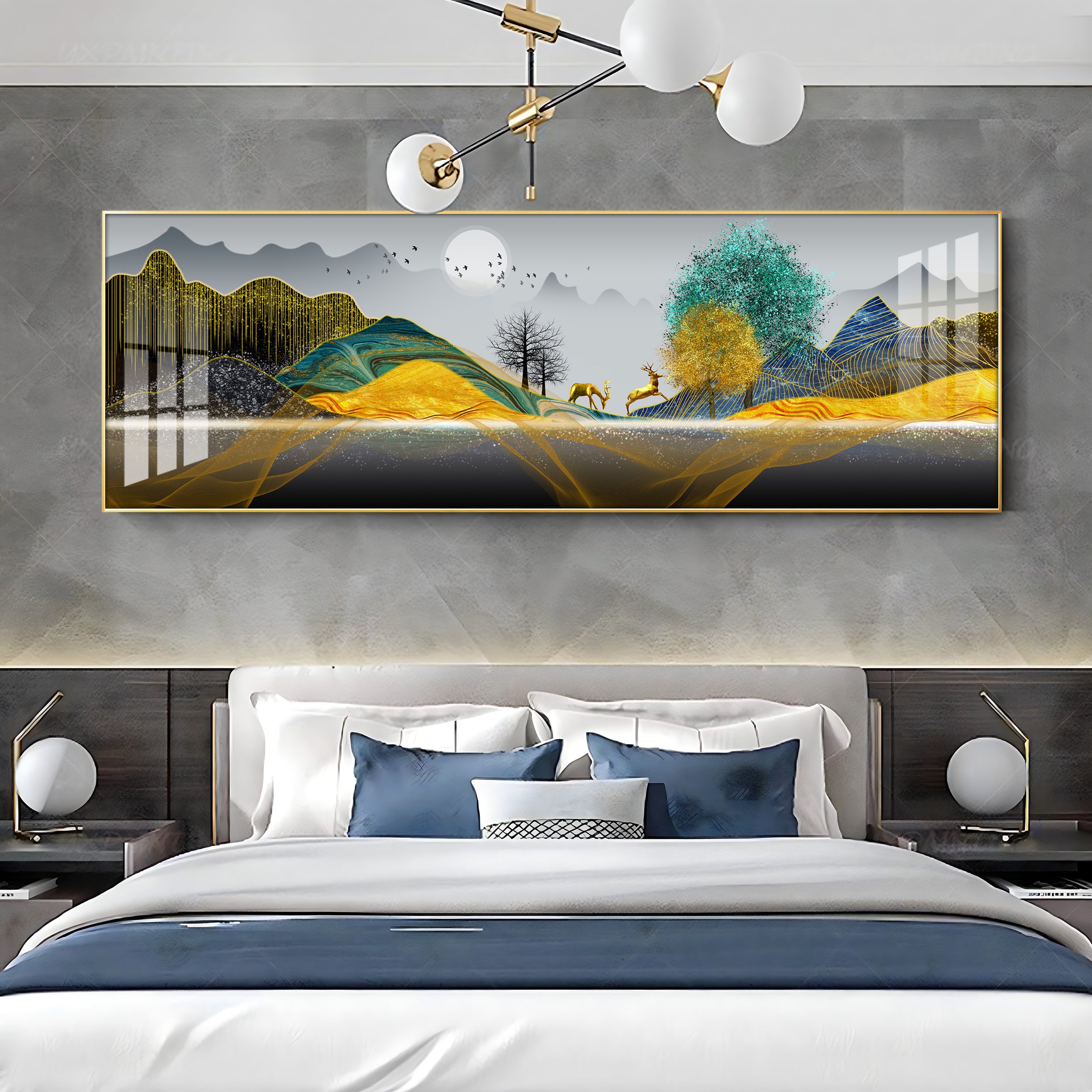 The Dawn at Forest Luxury Crystal Horizontal Wall Art