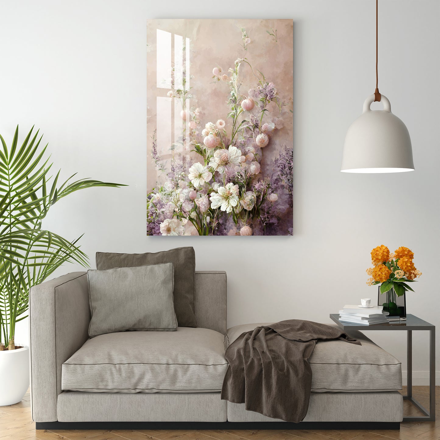 Pink & White Peony Flower Acrylic Wall Art