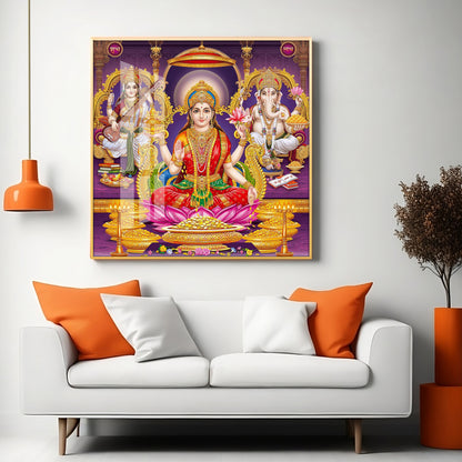 Ethereal Laxmi Ji Elegance Premium Acrylic Square Wall Art