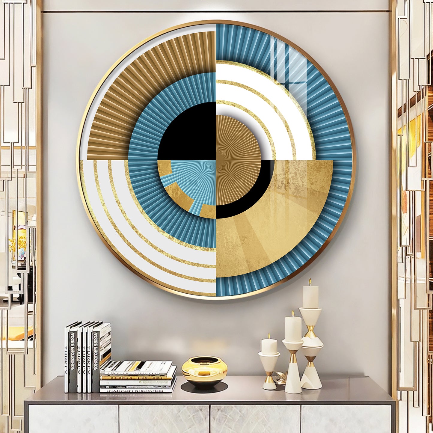 Luxe Waves Premium Acrylic Round Wall Art