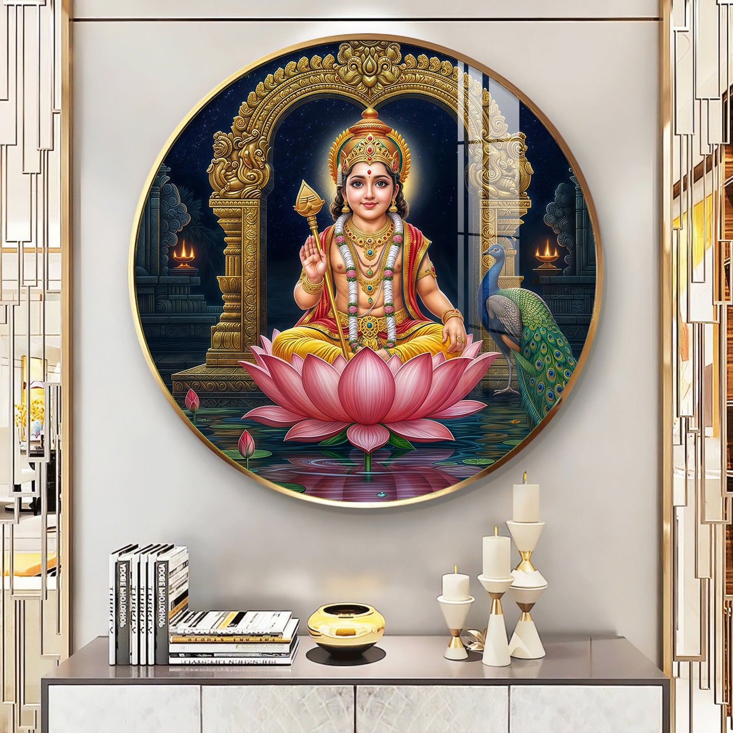 Goddess Laxmi Blessing Premium Acrylic Round Wall Art