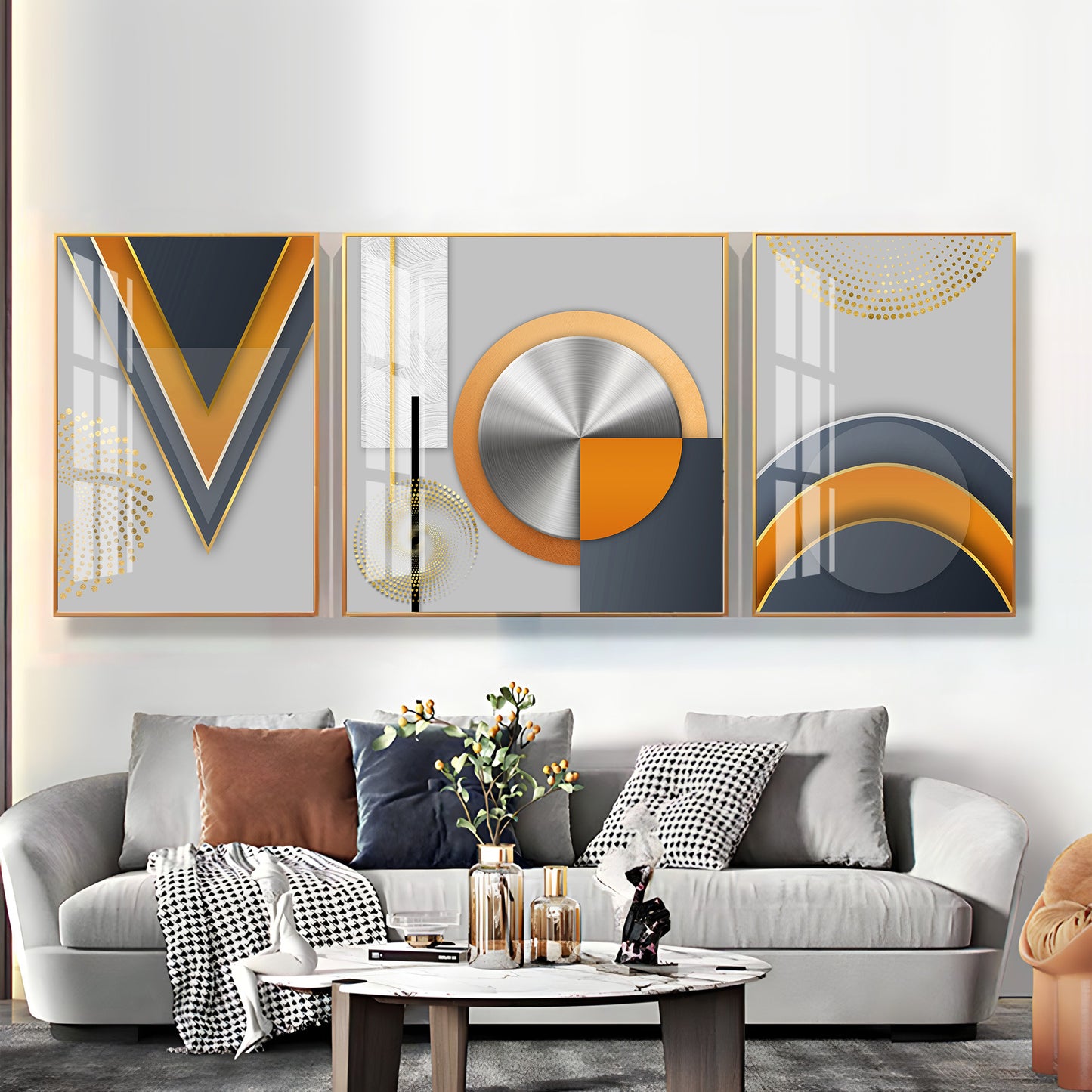 Abstract Geometrical Patterns Premium Acrylic Wall Art (Set of 3)