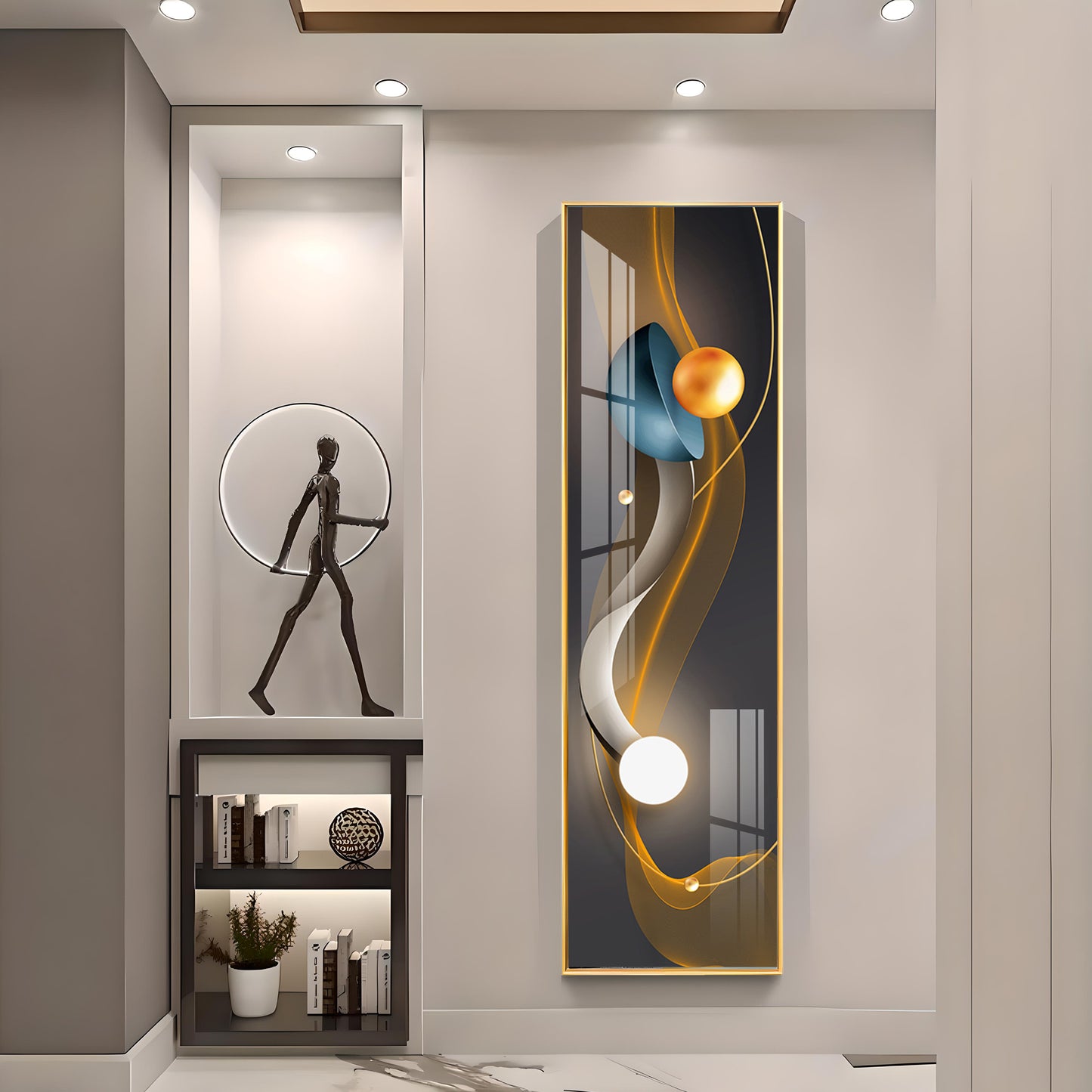 Blue Ember Radiance Premium Acrylic Vertical Wall Art