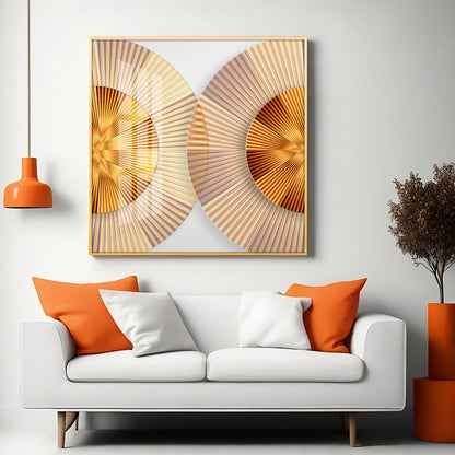 Golden Simple Style Round Premium Acrylic Square Wall Art