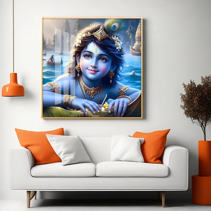 Little Krishna Premium Acrylic Square Wall Art