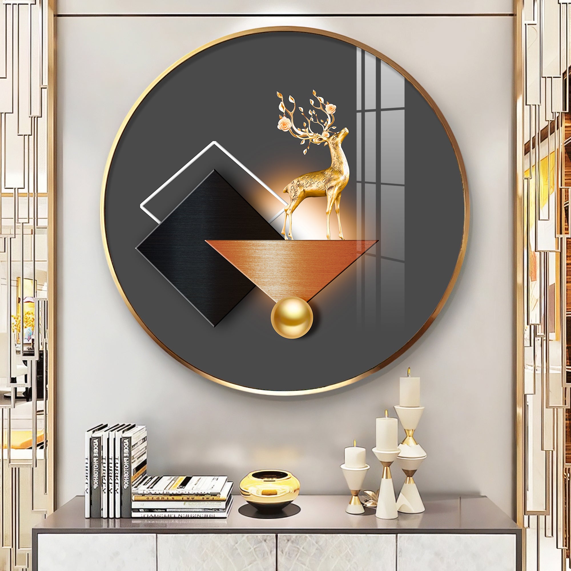 Antler Aesthetic Premium Acrylic Round Wall Art