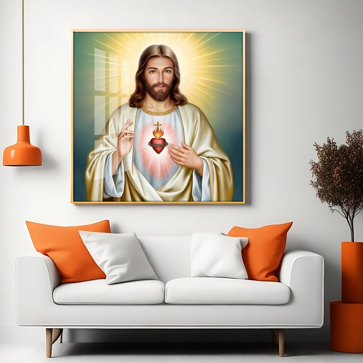 The Beautiful Sacred Heart Jesus Premium Acrylic Square Wall Art