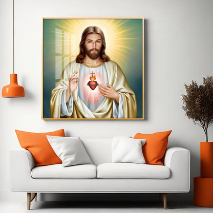The Beautiful Sacred Heart Jesus Premium Acrylic Square Wall Art