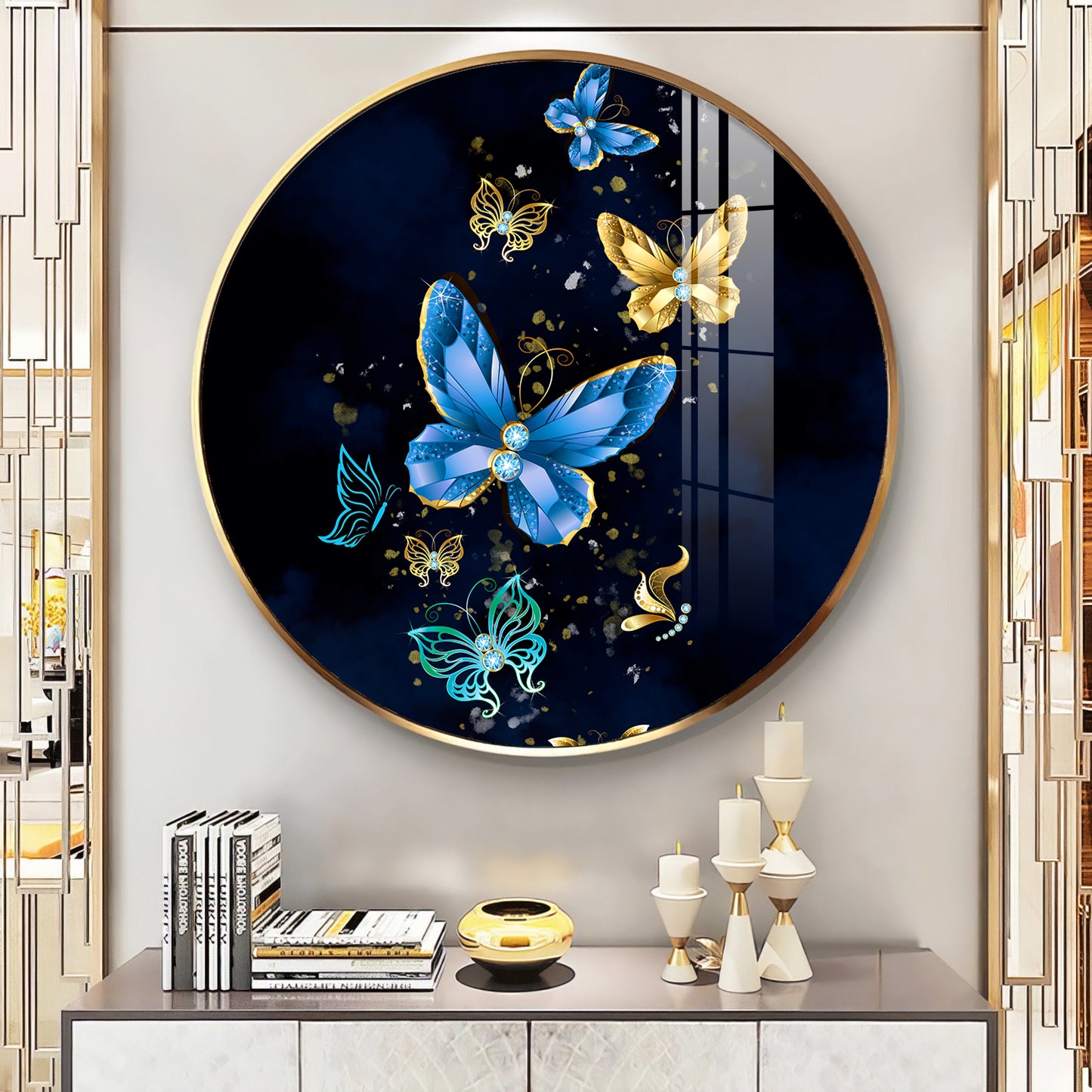 Butterfly Haven Premium Acrylic Round Wall Art