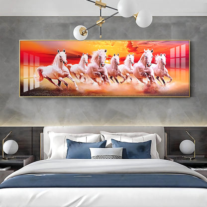 Seven Running Horses Premium Acrylic Horizontal Wall Art