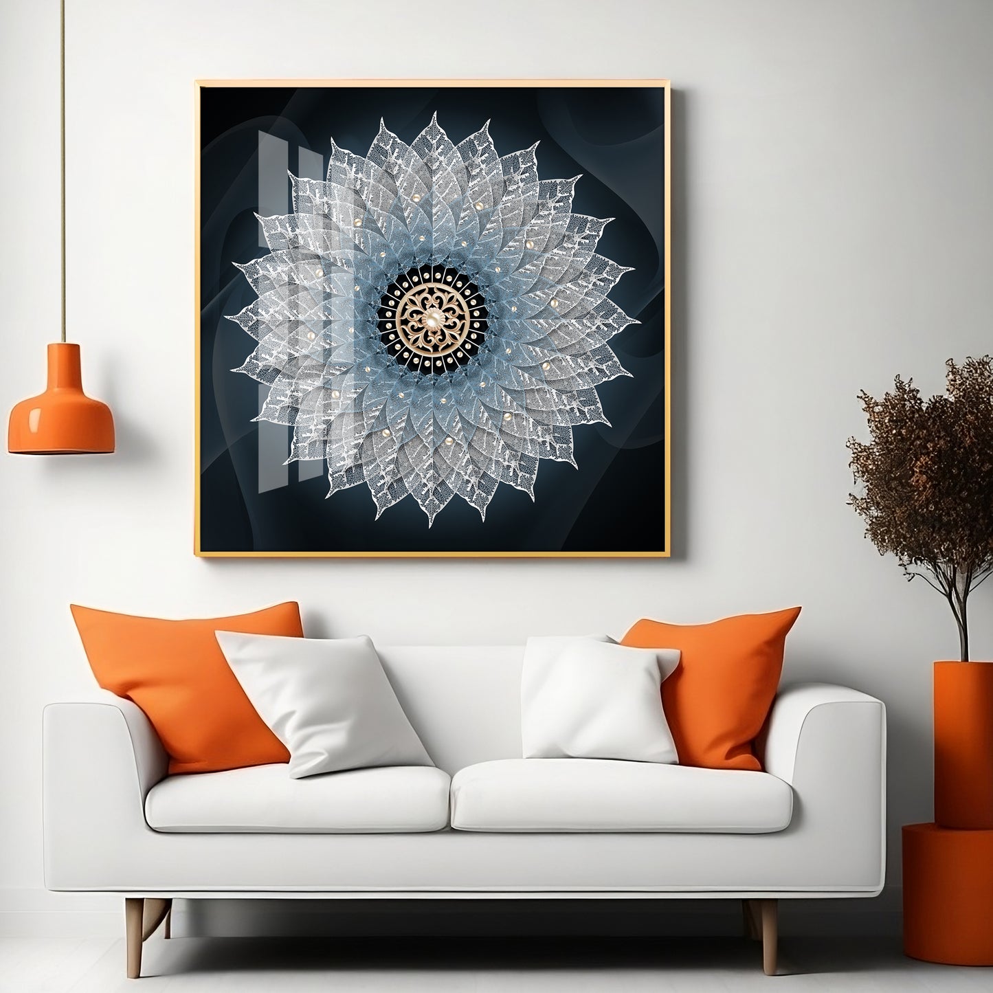 Crystal Flower Mandala Premium Acrylic Square Wall Art