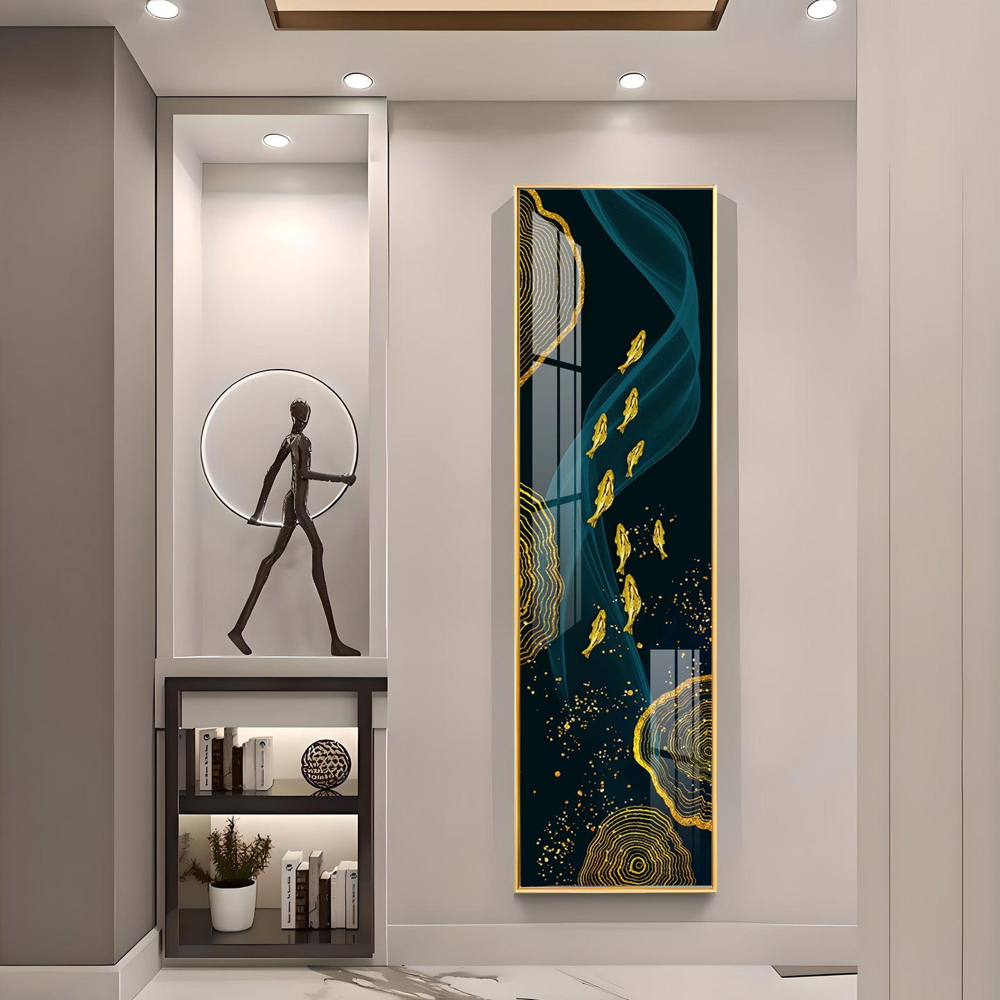 Oceanic Gold Fish Premium Acrylic Vertical Wall Art