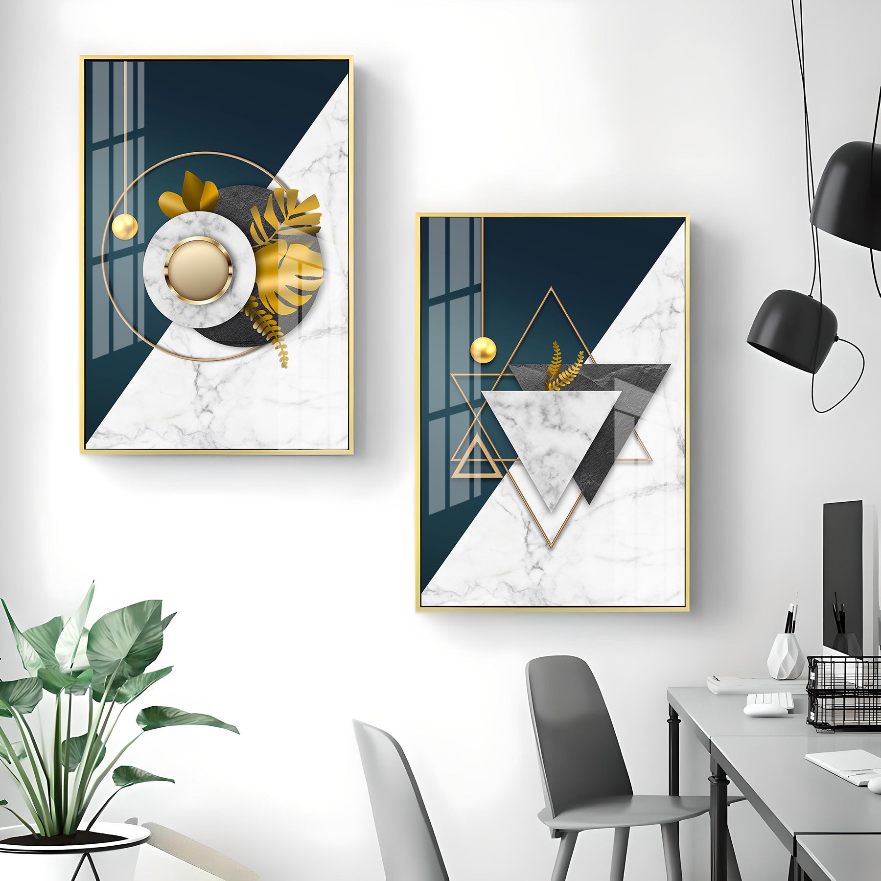 Celestial Fusion Premium Acrylic Vertical Wall Art (Set Of 2)