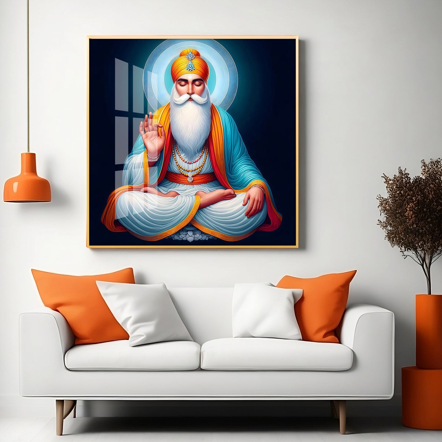 Divine Guru Nanak Dev Ji Premium Acrylic Square Wall Art