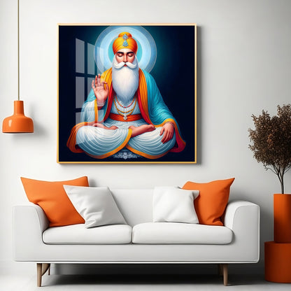 Divine Guru Nanak Dev Ji Premium Acrylic Square Wall Art