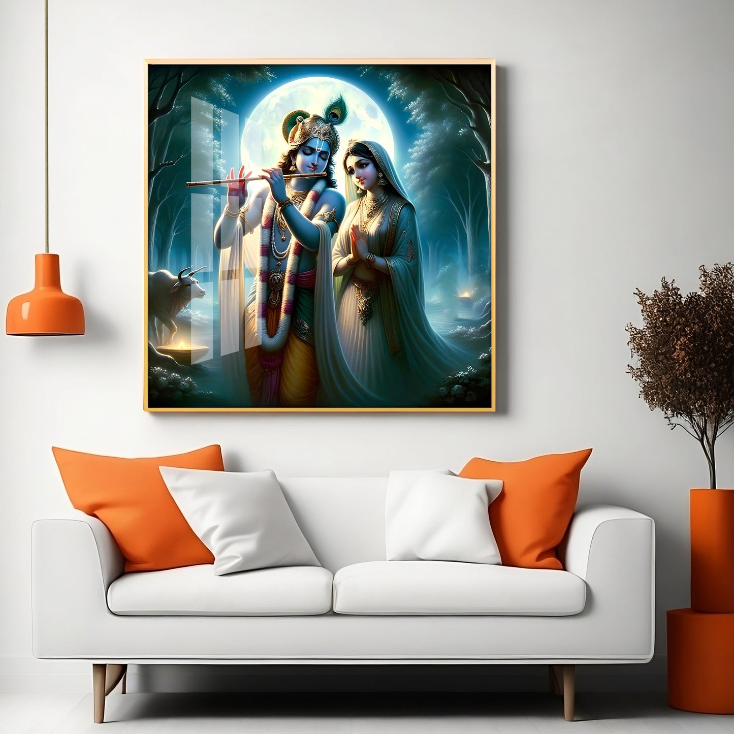 Jai Shree Radhekrishna Premium Acrylic Square Wall Art