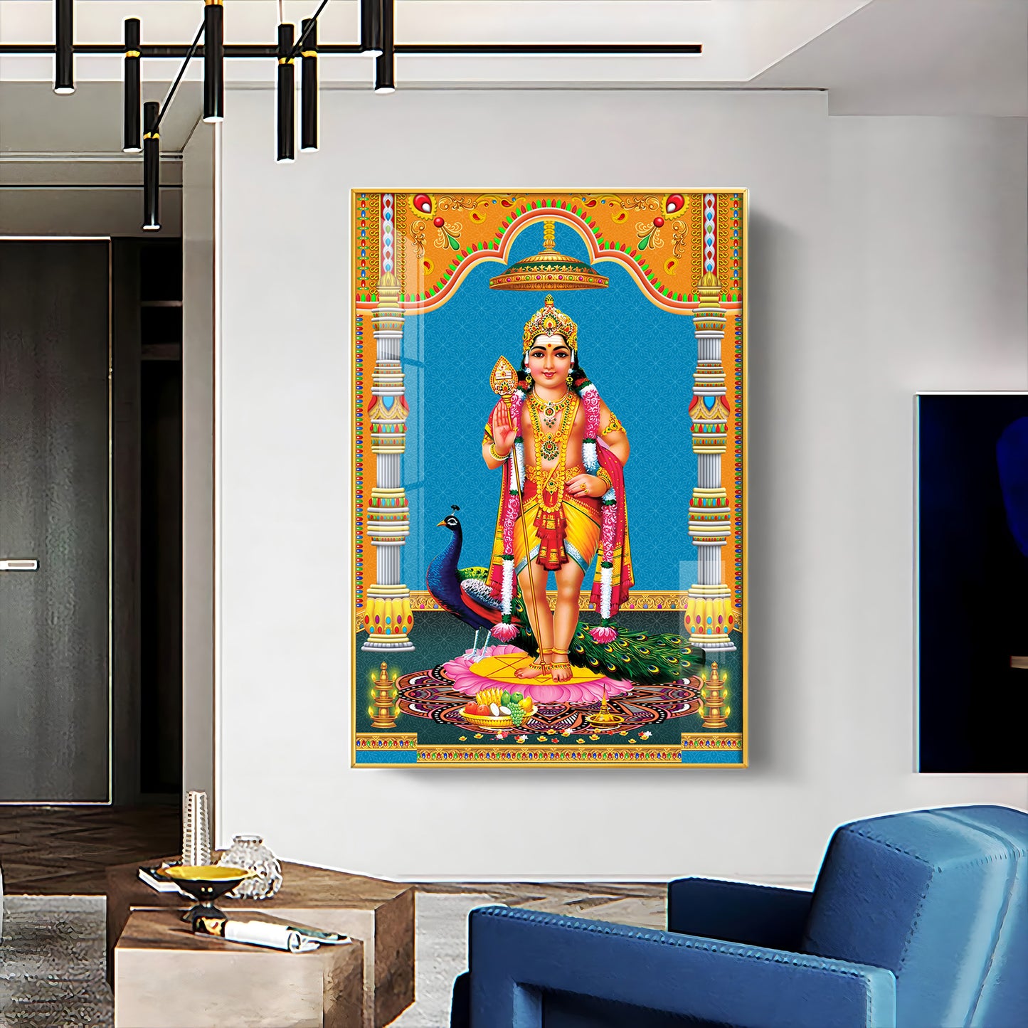 God Murugan Kartikeya Premium Acrylic Vertical Wall Art