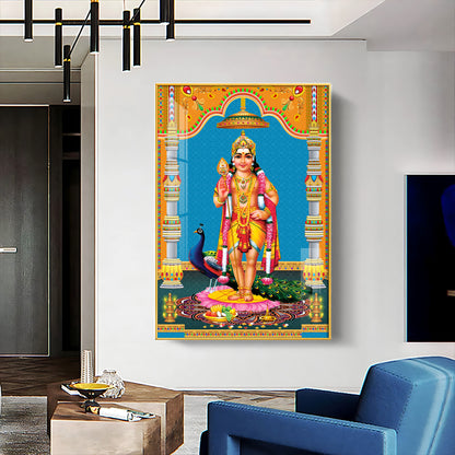 God Murugan Kartikeya Premium Acrylic Vertical Wall Art