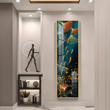 Ginkgo Biloba Leaves & Fish Premium Acrylic Vertical Wall Art