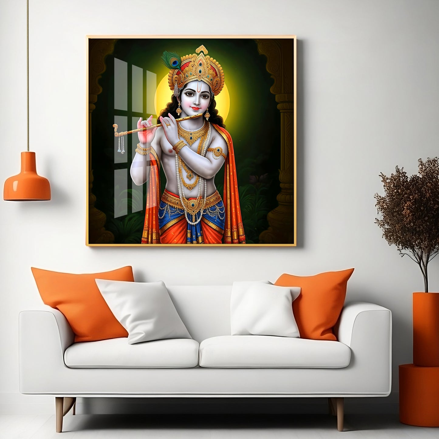 Sacred Essence Of Krishna Premium Acrylic Square Wall Art