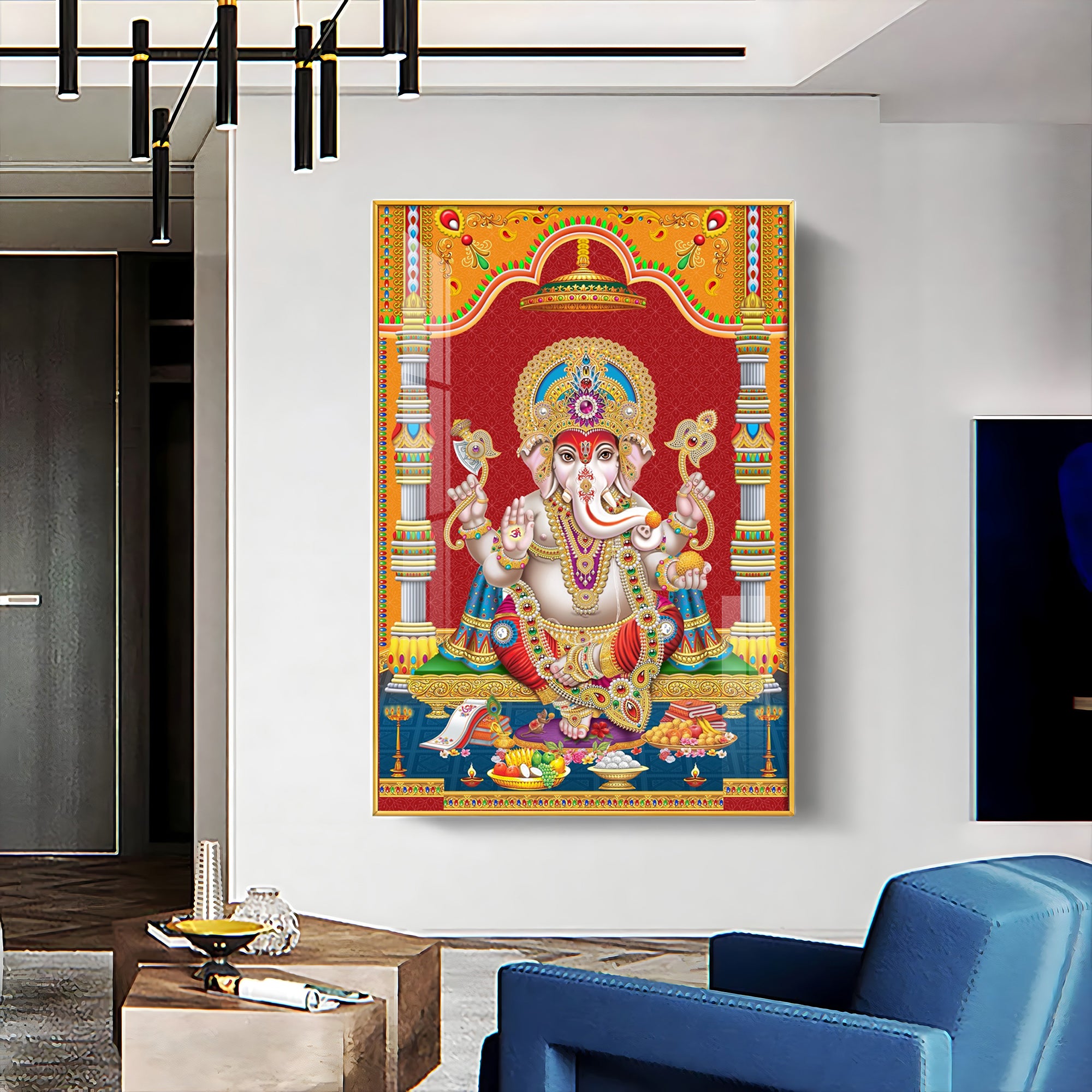 Divine Ganesha Premium Acrylic Vertical Wall Art