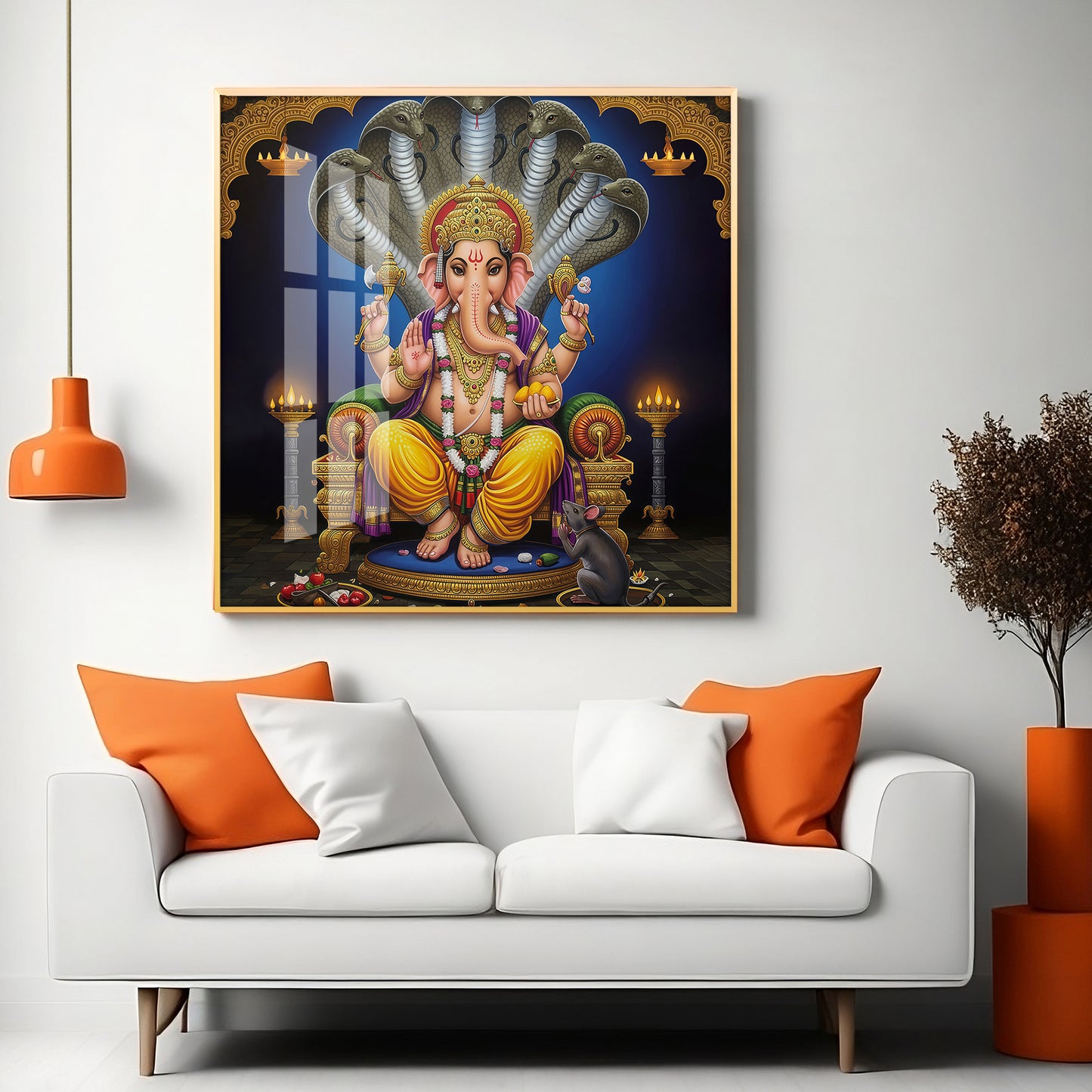 Jai Ganesha Ji Premium Acrylic Square Wall Art