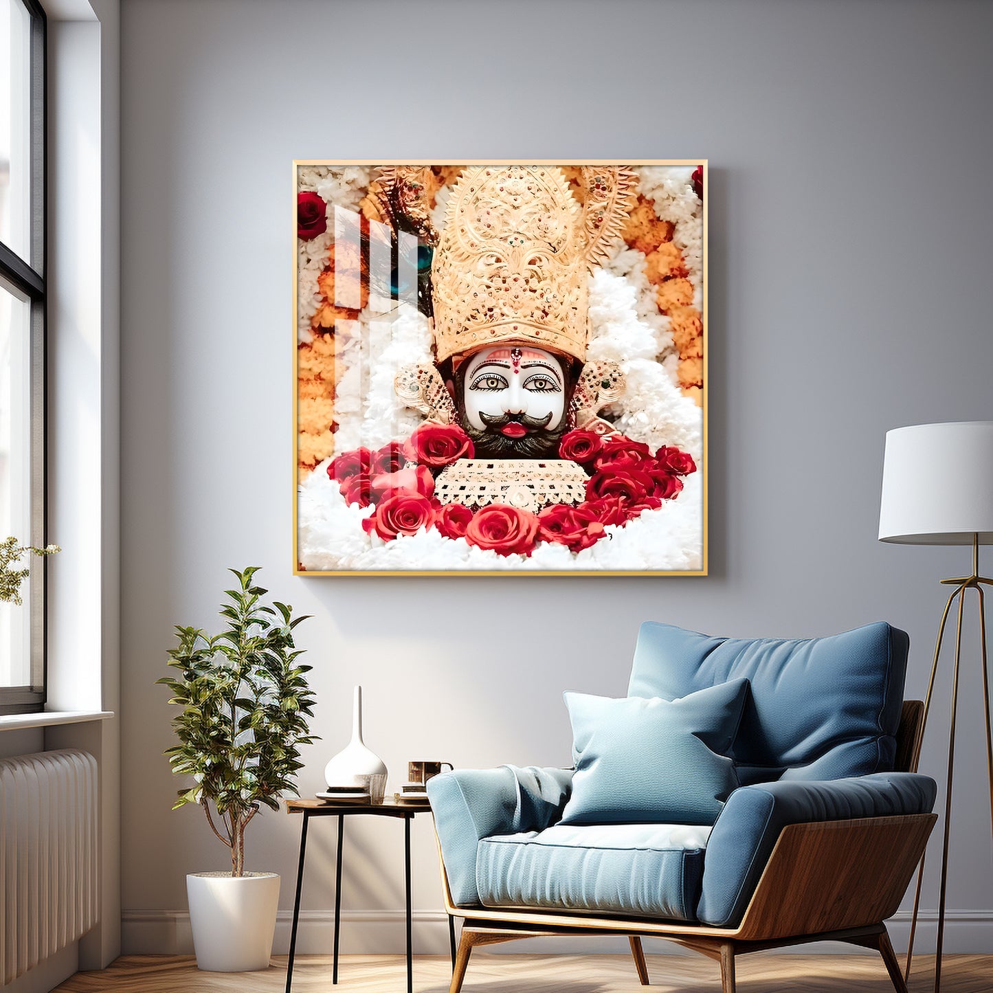 Lord Khatu Shyam Premium Acrylic Square Wall Art