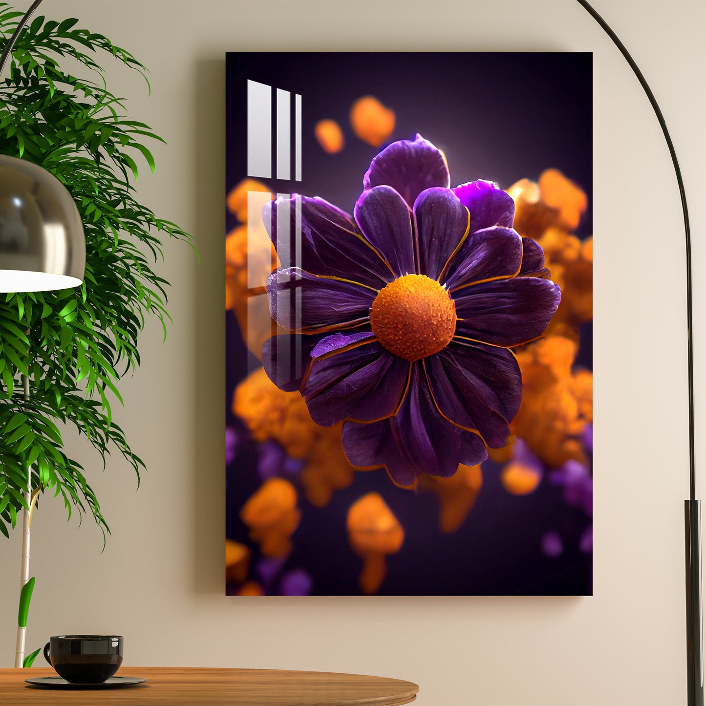 Violet African Marigold Acrylic Wall Art