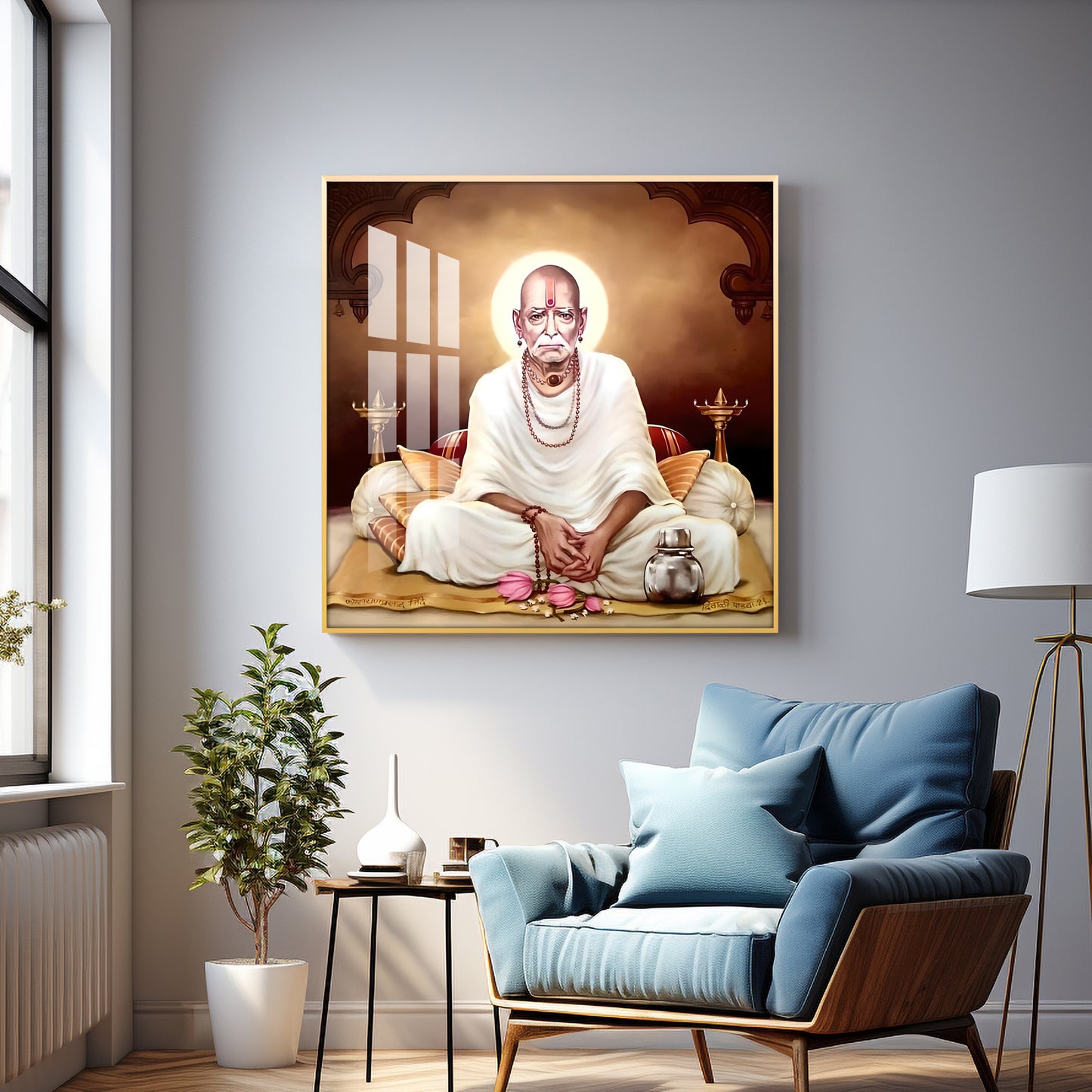 Shri Swami Samarth Maharaj Premium Acrylic Square Wall Art