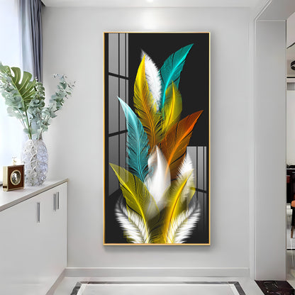 Sparkling Feathers Premium Acrylic Vertical Wall Art