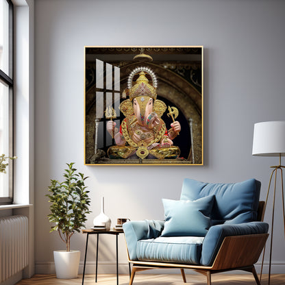 Lord Ganesh Serenity Premium Acrylic Square Wall Art