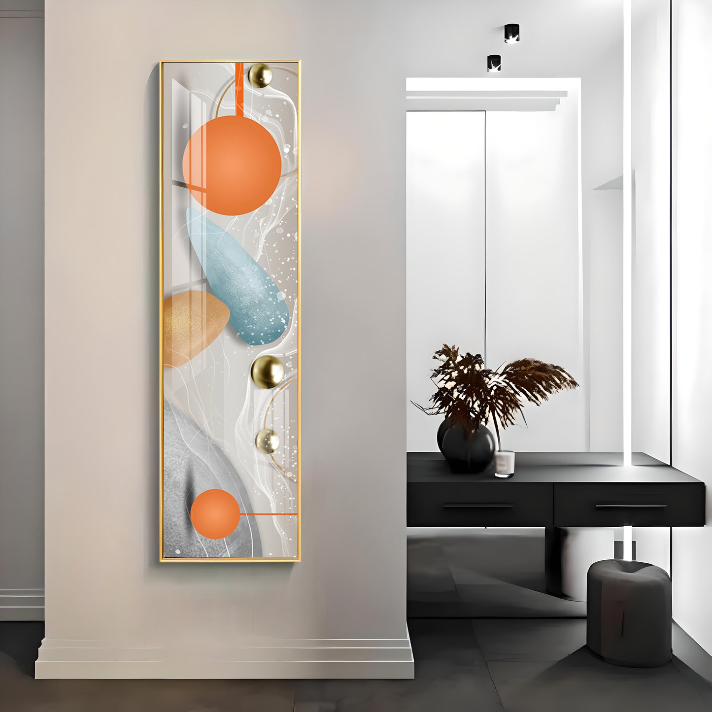 Illustration Geometric Modern Blocks Premium Acrylic Vertical Wall Art