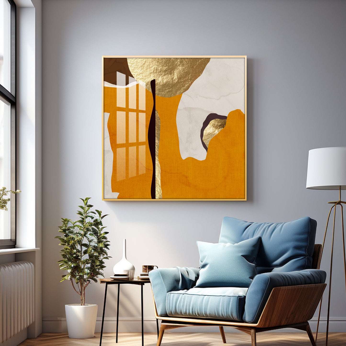 Modern Abstract Gold Luxury Interior Premium Acrylic Square Wall Art