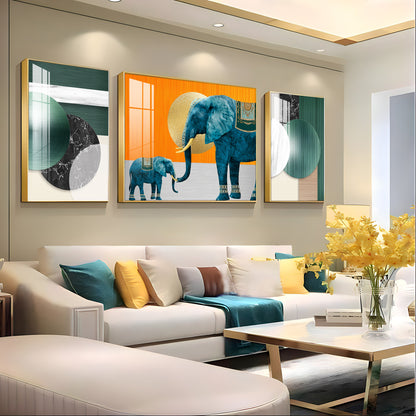 Mascot Elephant Premium Acrylic Wall Art (Set of 3)