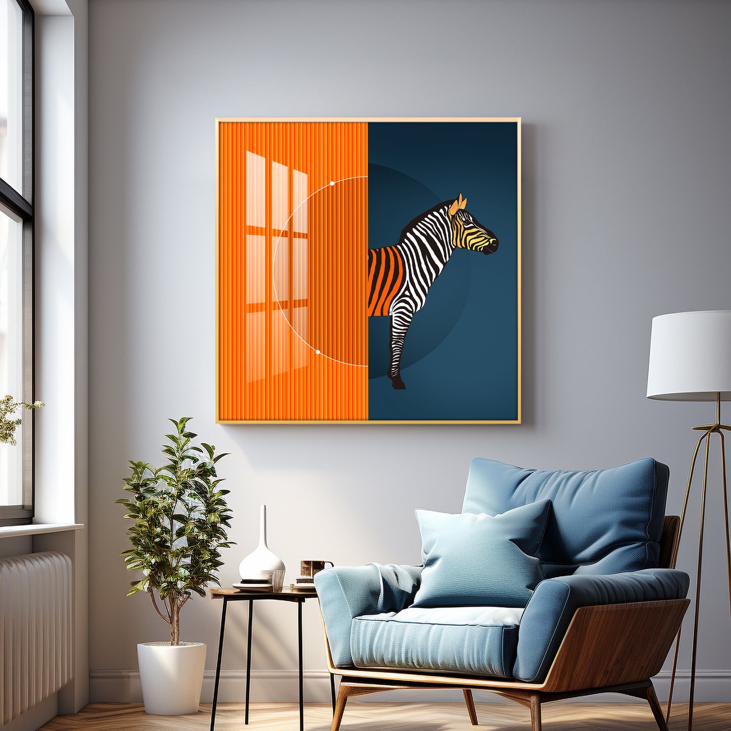 Zebra Abstract Geometric Premium Acrylic Square Wall Art