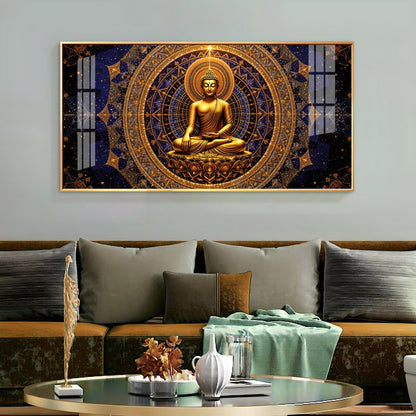 Buddha Bliss Premium Acrylic Horizontal Wall Art - 24X12 inches / Gold