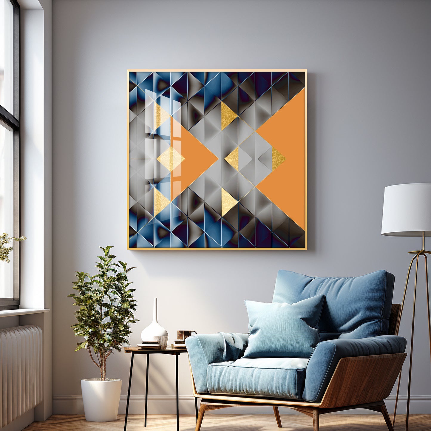 Watercolor Block Geometric Premium Acrylic Square Wall Art