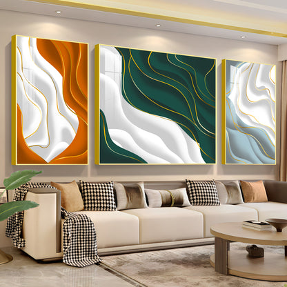 Colorful Waves  Premium Acrylic Wall Art (Set of 3)