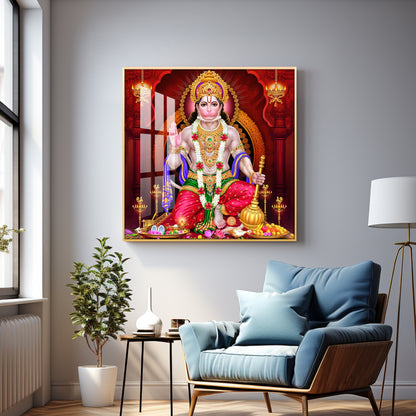 Sacred Harmony Of Hanuman Premium Acrylic Square Wall Art